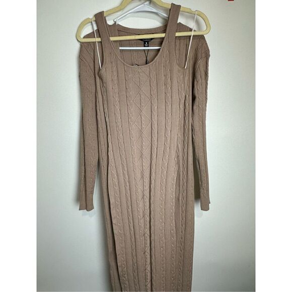 Tan knit long sleeve maxi dress - Picture 4 of 8